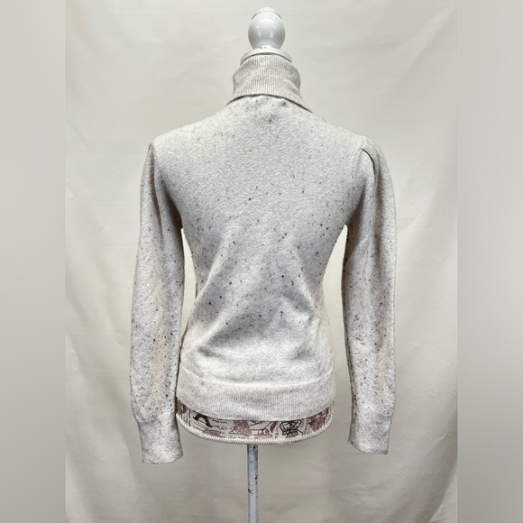 RACHEL‎ PARCELL Beige speckled puff sleeve turtleneck sweater size M. - Picture 7 of 14